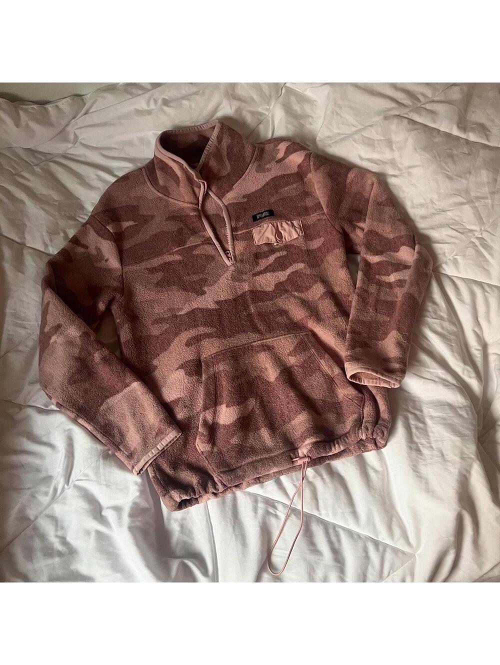 Victoria's Secret Pink Pink Camoflauge Quarter Zip Fleece Jacket XS